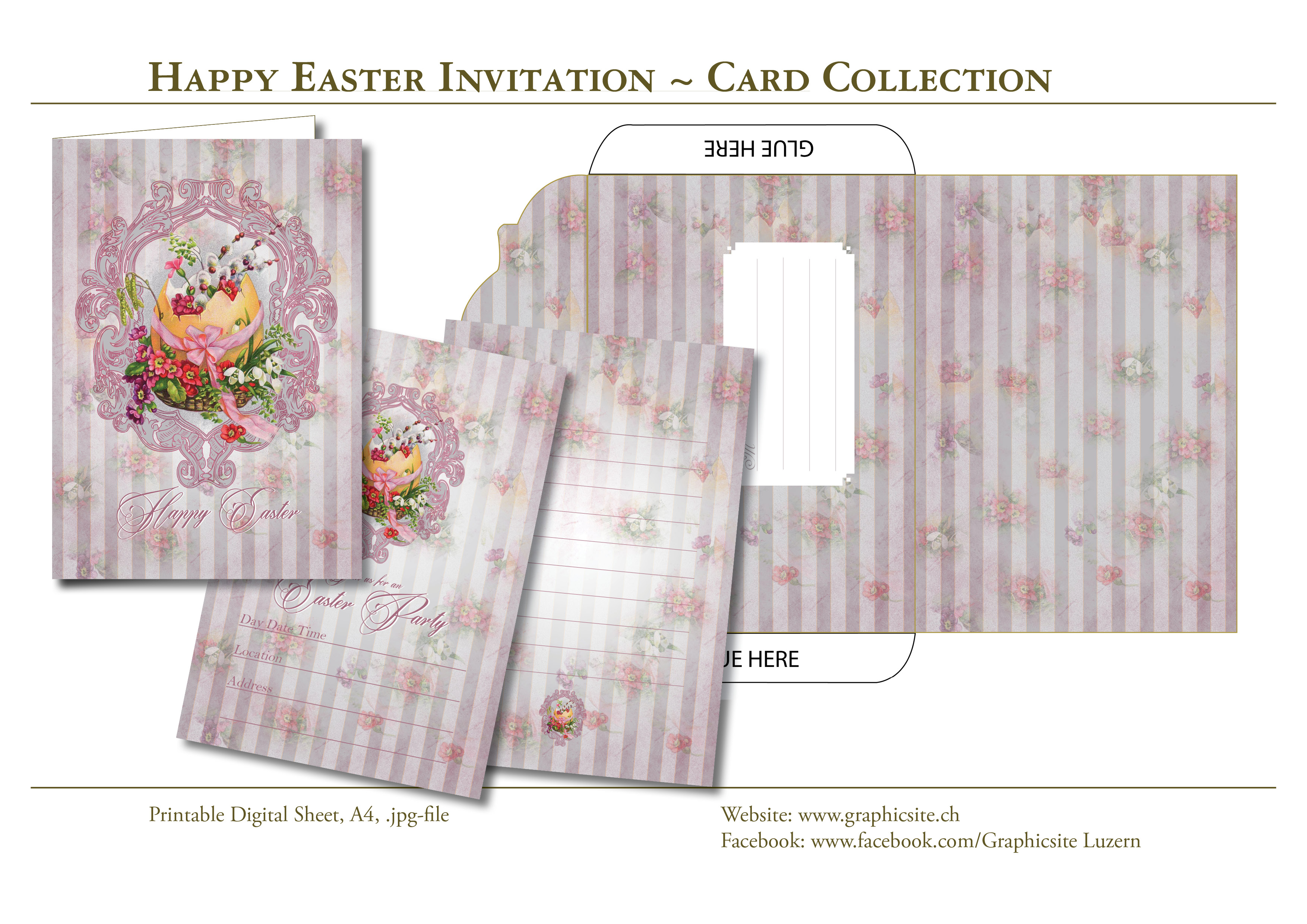 Printable Digital Sheets - 5x7 Card Collection - Happy Easter - Invitation  Cards, Envelope, Notecard, Graphicdesign Luzern, Schweiz